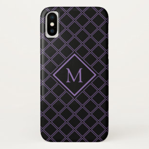 白黒ダイヤモンドパターンモノグラム iPhone X ケース