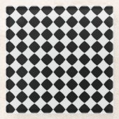 白黒ダイヤモンドパターン ガラスコースター (正面)