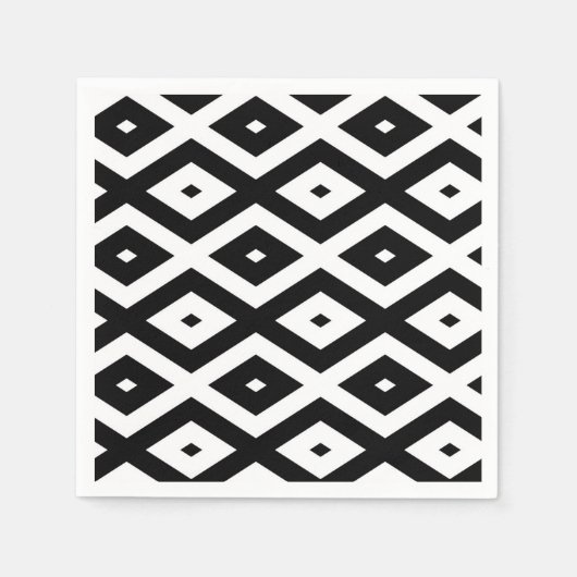 白黒ダイヤモンドパターン スタンダードカクテルナプキン (正面)
