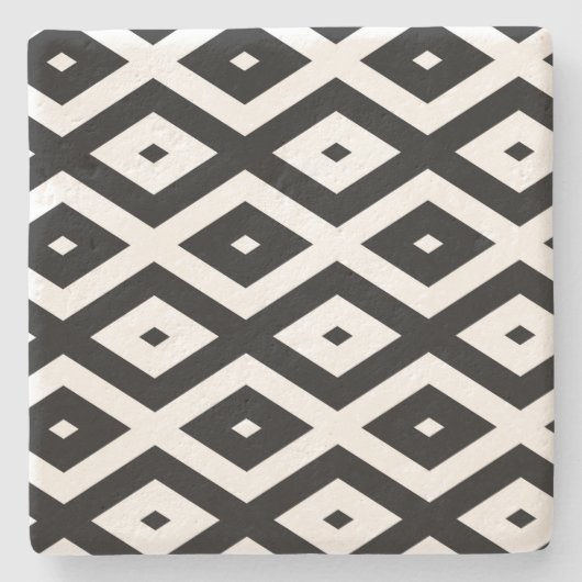 白黒ダイヤモンドパターン ストーンコースター (正面)