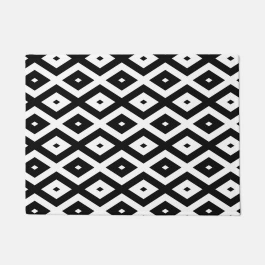 白黒ダイヤモンドパターン ドアマット (正面)