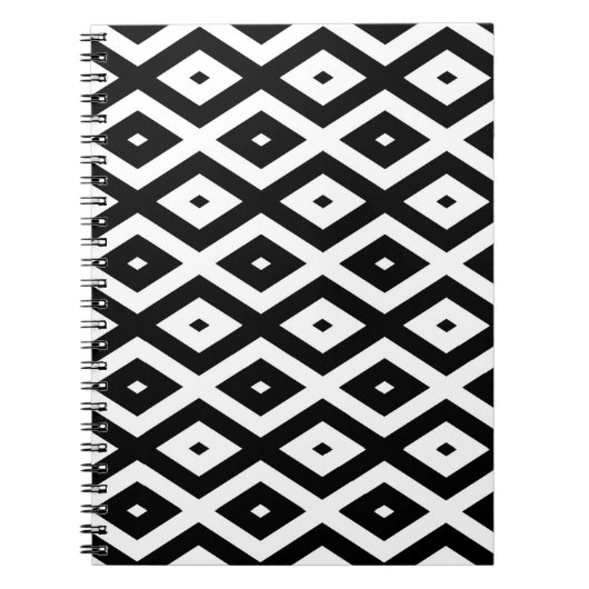 白黒ダイヤモンドパターン ノートブック (正面)
