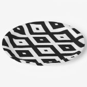 白黒ダイヤモンドパターン ペーパープレート (アングル)