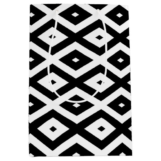 白黒ダイヤモンドパターン ミディアムペーパーバッグ (正面)