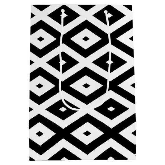 白黒ダイヤモンドパターン ミディアムペーパーバッグ (裏面)