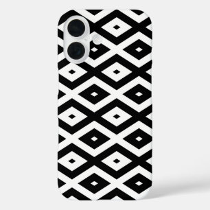 白黒ダイヤモンドパターン iPhone 16ケース