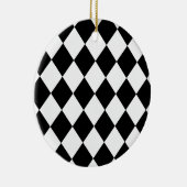 白黒ダイヤモンドパ市松模様にターン セラミックオーナメント (右)