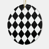 白黒ダイヤモンドパ市松模様にターン セラミックオーナメント (左)