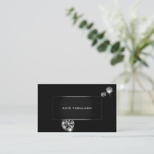 白黒ダイヤモンドファッションスタイリスト美しい 名刺 (スタンド正面)