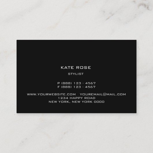 白黒ダイヤモンドファッションスタイリスト美しい 名刺 (裏面)