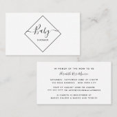 白黒ダイヤモンドベビーシャワーチケット招待状 名刺 (正面/裏面)