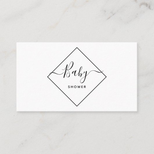 白黒ダイヤモンドベビーシャワーチケット招待状 名刺 (正面)