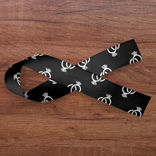 白黒ダイヤモンドリングや輪パター結婚ン サテンリボン