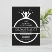 白黒ダイヤモンドリング結婚の記念日 招待状 (スタンド正面)