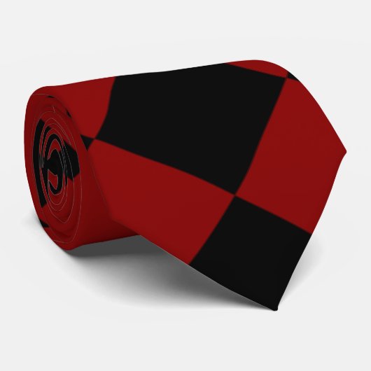 白黒ダイヤモンド市松模様にプリント ネクタイ (ロール)