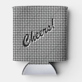 白黒ダイヤモンド市松模様に応援 缶クーラー (正面)