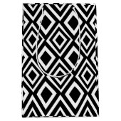 白黒ダイヤモンド幾何学模様 ミディアムペーパーバッグ (正面)