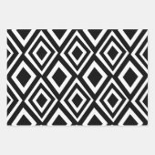 白黒ダイヤモンド幾何学模様 ラッピングペーパーシート (正面3)