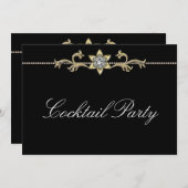 白黒ダイヤモンド白黒カクテルパーティー 招待状 (正面/裏面)