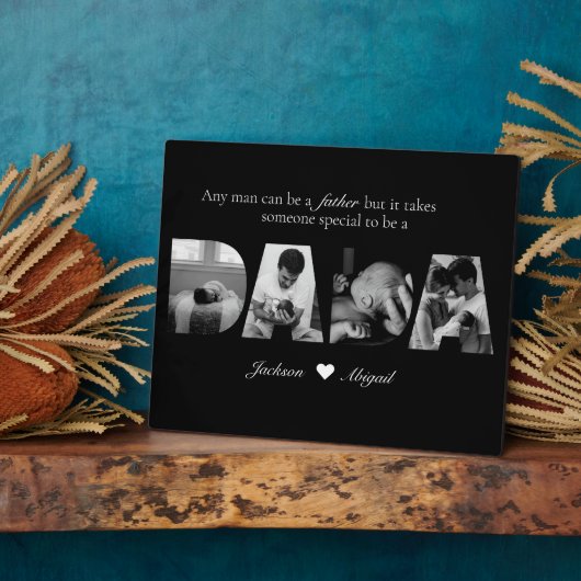 白黒ダダ4フォトコラージュ父の日 フォトプラーク (側面)