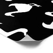 白黒ダックシルエットプリントパターンブラック ポスター (角)