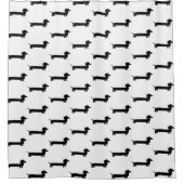 白黒ダックスフントを雨が降ります シャワーカーテン (正面)