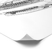 白黒ダッジチャレンジャーペンシルスケッチ ポスター (角)