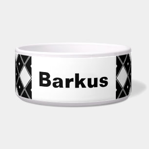 白黒ダブルダイヤモンド形ドッグボウル ボウル