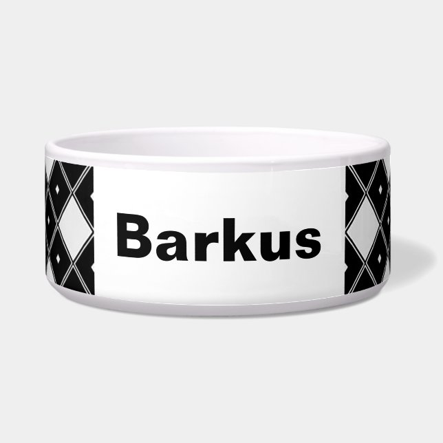 白黒ダブルダイヤモンド形ドッグボウル ボウル (正面)