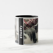 白黒ダブルペットの写真と名前のマグカップ ツートーンマグカップ (中央)