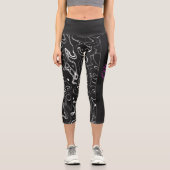 白黒ダマスカス抽象芸術パターンモノグラム カプリレギンス (正面)