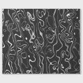 白黒ダマスカス抽象芸術旋回カッコいい模様 ラッピングペーパー (フラット)