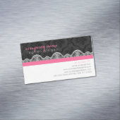 白黒ダマスクとレースのプラ結婚ナー マグネット名刺 (インサイチュ)