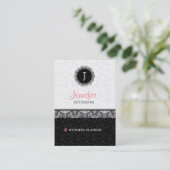 白黒ダマスクとレースモノグラム 名刺 (スタンド正面)