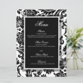 白黒ダマスクのカスタムウェディングフラットメニュー メニュー (スタンド正面)