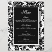 白黒ダマスクのカスタムウェディングフラットメニュー メニュー (正面)