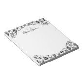 白黒ダマスクのパターン ノートパッド (アングル)