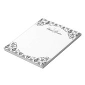 白黒ダマスクのパターン ノートパッド (回転)