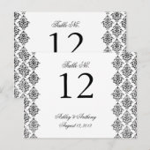 白黒ダマスクアラベスクテーブル番号カード ポストカード (正面/裏面)