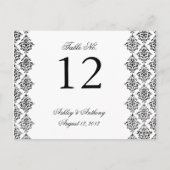 白黒ダマスクアラベスクテーブル番号カード ポストカード (裏面)