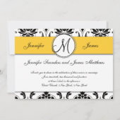 白黒ダマスクイエロー結婚式招待状 招待状 (裏面)