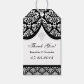 白黒ダマスクウェディングサンキューラベル ギフトタグ (正面)