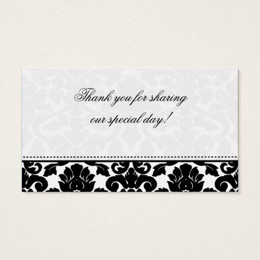 白黒ダマスクウェディングメッセージカード (裏面)