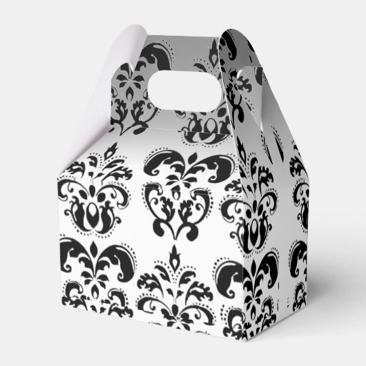 白黒ダマスクウェディングモノグラムエレガント フェイバーボックス (裏面サイド)