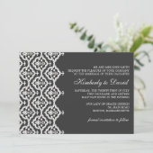白黒ダマスクウェディング招待状 セーブザデート (スタンド正面)
