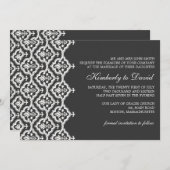 白黒ダマスクウェディング招待状 セーブザデート (正面/裏面)