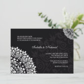白黒ダマスクウェディング招待状 招待状 (スタンド正面)