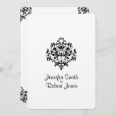 白黒ダマスクウェディング招待状 招待状 (正面/裏面)