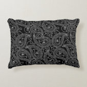 白黒ダマスクエレガントフローラルパターン アクセントクッション (正面)