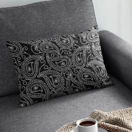 白黒ダマスクエレガントフローラルパターン アクセントクッション